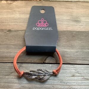❄️ Paparazzi | Orange Leather Cord and Silver Leaf Bracelet